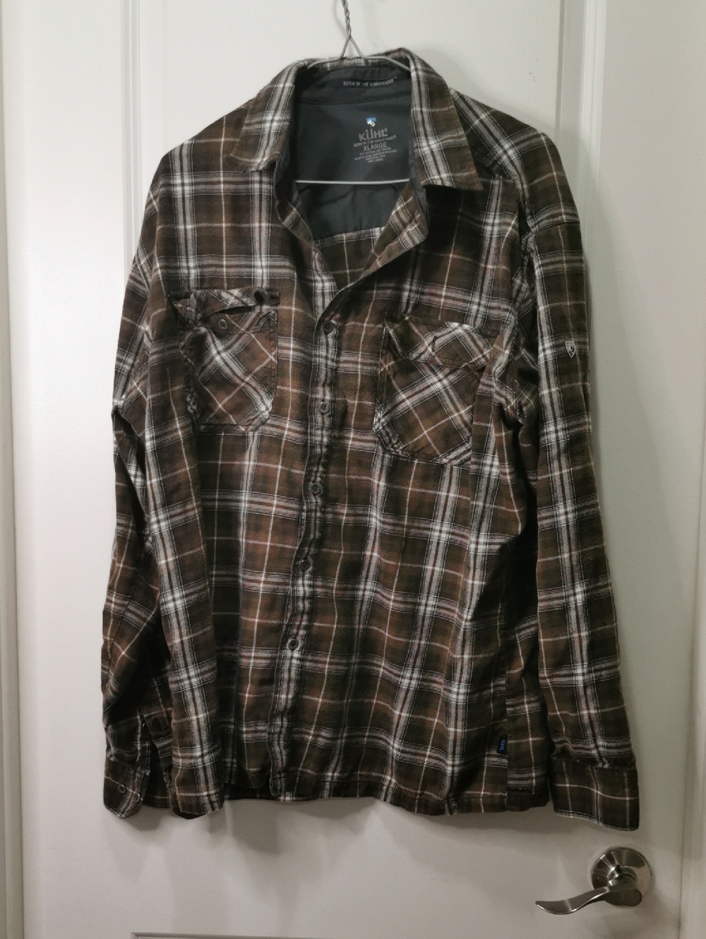 Kuhl Men's Brown and White‎ Plaid Button-Down Shirt